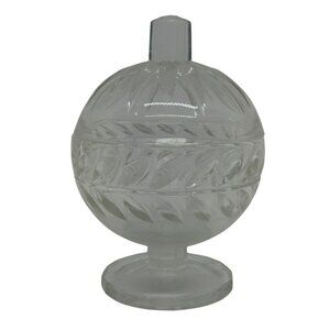 VTG Clear Glass Covered Candy Dish Bowl with Lid & Pedestal Base – 5.5" Tall
